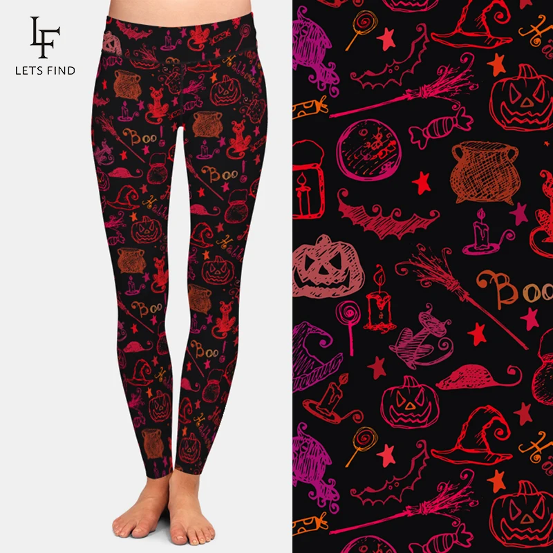 LETSFIND – Leggings de Fitness taille haute, en soie et lait, avec impression numérique, Halloween, cauchemar avant noël, nouvelle collection 2019