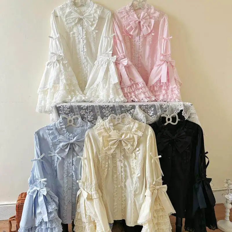 

Plus Size Sweet Lolita Cotton Blouse with Hime Sleeves by Niu Niu