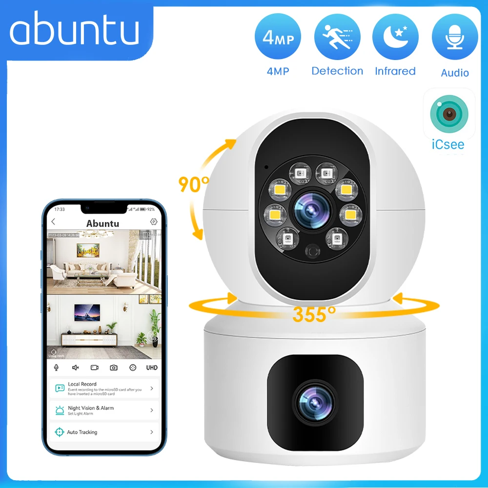 

4MP 2K WIFI Camera Home Security Indoor Surveillance Camera Baby Pet Monitor Auto Tracking Dome Wireless PTZ IP Camera P2P ICsee