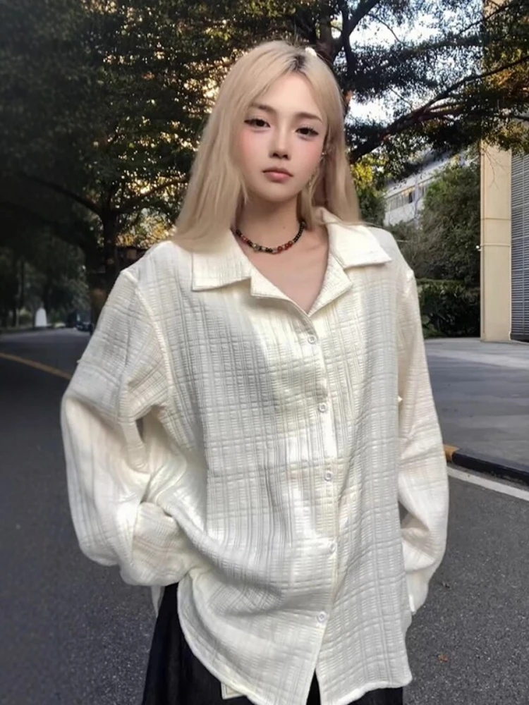 

Cuban Collar Long Sleeve Men's Shirt Textured Sun Protection Loose Fit Casual Shirt Polyester Fiber Spring Summer Outerwear