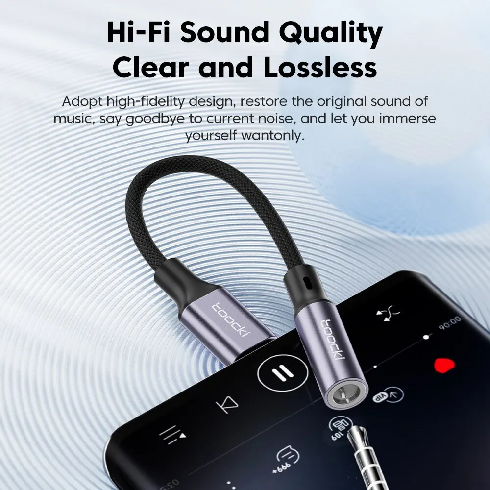 Toocki USB Type C 3.5 Jack Earphone Adapter USB C to 3.5mm Headphones AUX Audio Cable For Huawei P30 Xiaomi Mi 10 9 Es