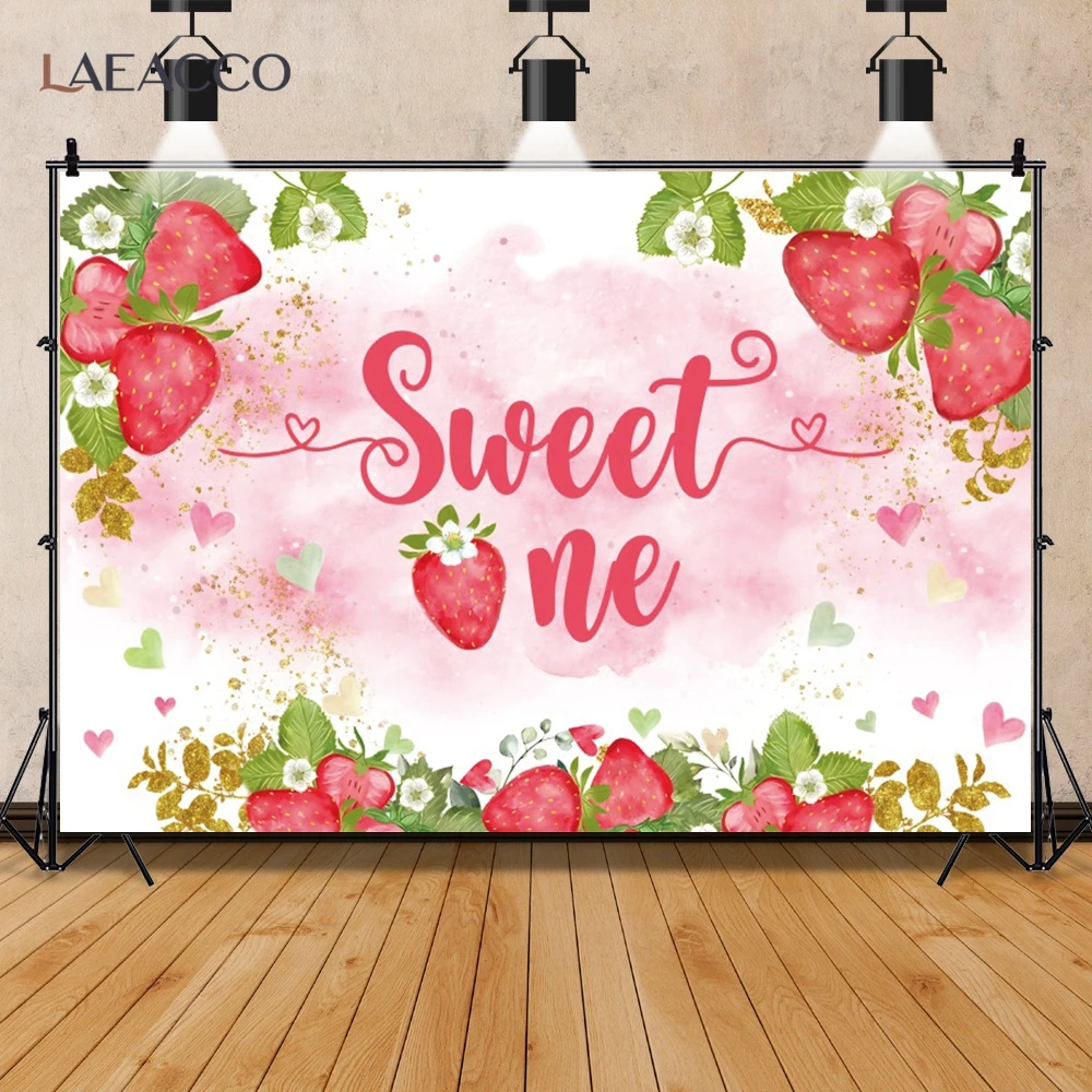 فراولة موضوع حفلة عيد ميلاد التصوير خلفية استحمام الطفل مخصص فوتودعوة راية كعكة سحق الوليد صورة خلفية