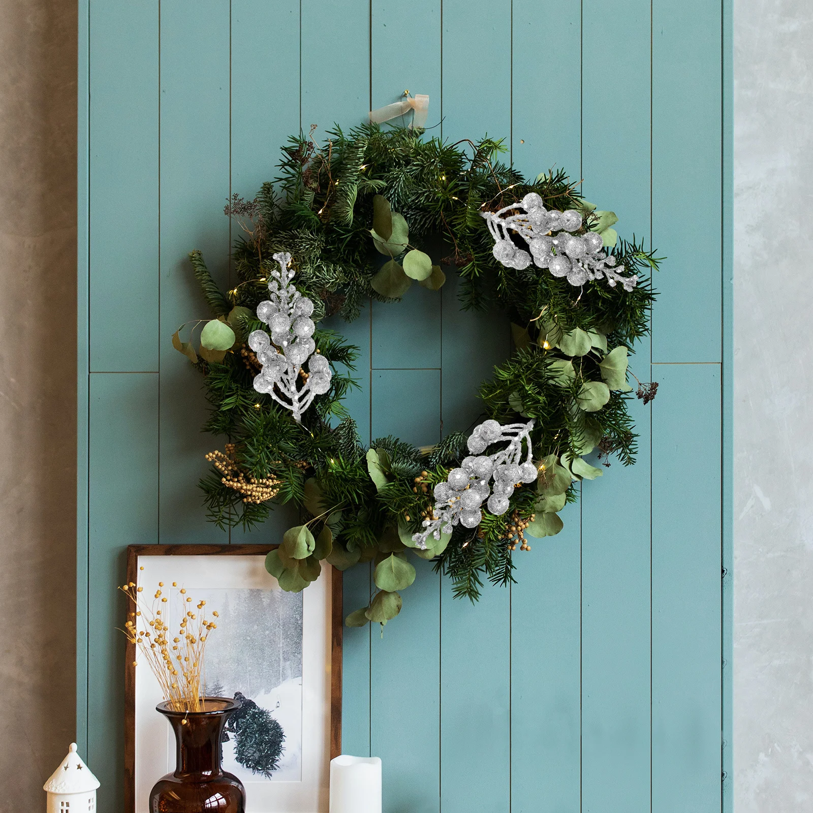 

10Pcs Christmas Berry Stems Artificial Simulation Fake Berry Branch Picks Holiday Decoration Floral Arrangement