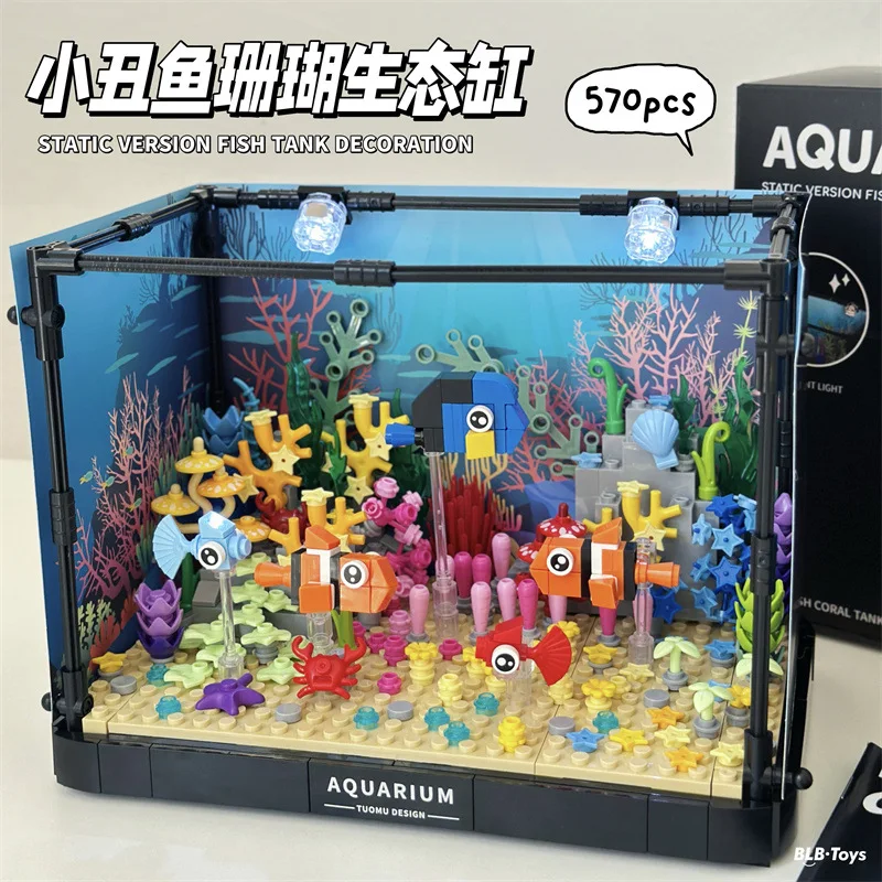 

[2026] Рыба-клоун Коралл Экологический аквариум Сборка Строительные блоки Моделирование аквариума Строительные блоки Украшение Подарок