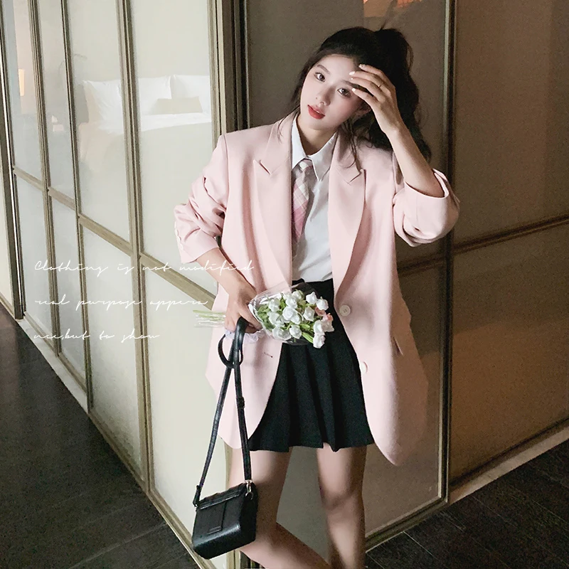 [MODX] Autumn Loose Fitting Small Suit Korean Version Pink Premium Sense