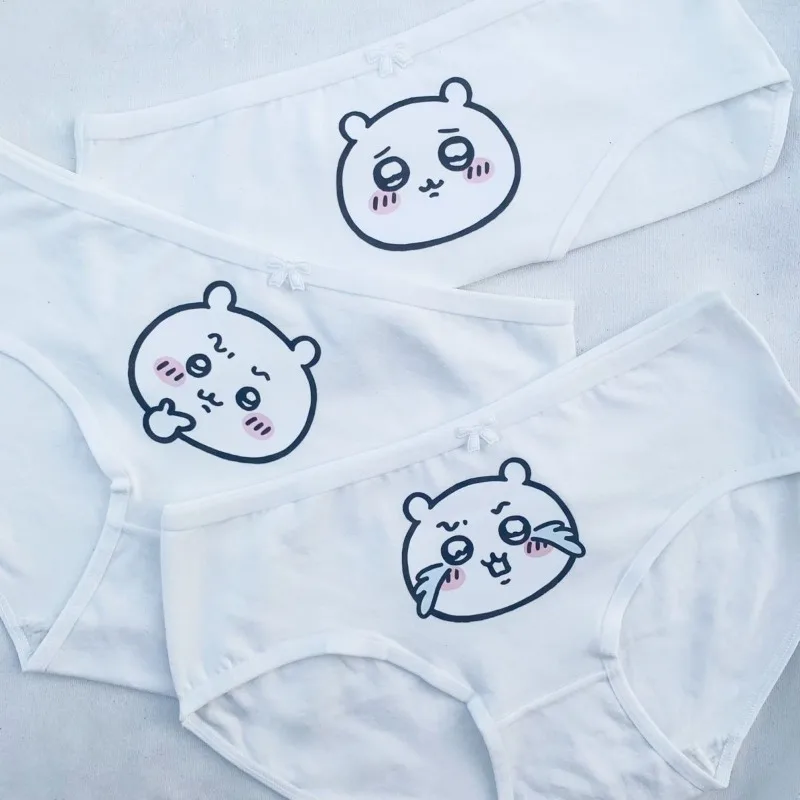 Ropa interior de algodón puro Kawaii Chiikawas con bonito patrón de impresión para niñas y estudiantes, Calzoncillos Bóxer cómodos, tela suave