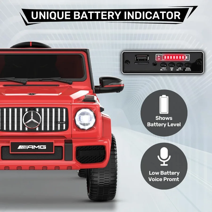 子供用ライセンス取得済みG63カー、12V電動乗用車（親用リモコン付き）、LEDヘッドライト、音楽プレーヤー＆ホーン、ソフトスタート、低バッテリー時対応