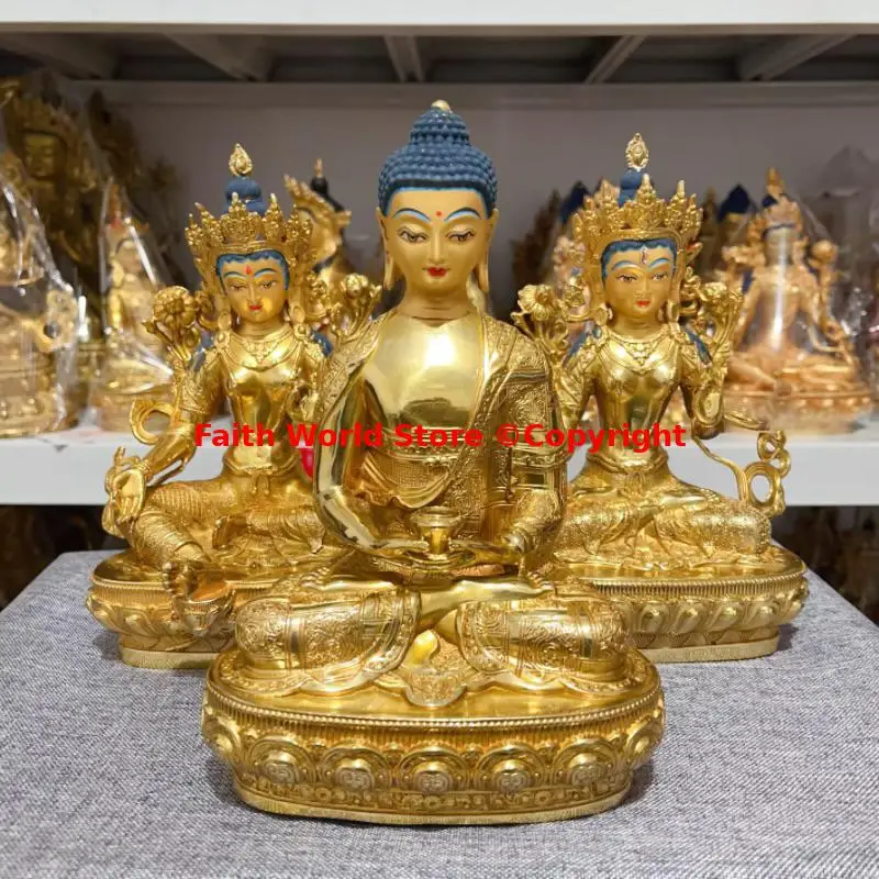 

Discount 21cm Tibet Nepal Thailand Amitabha green tara white tara Guan yin Buddha statue HOME family protection temple worship