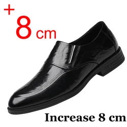 Genuine Leather Men Sneakers Elevator Shoes 3/6/8CM Height Increasing Loafers Man Party Casual Busincess Moccasins Taller Male