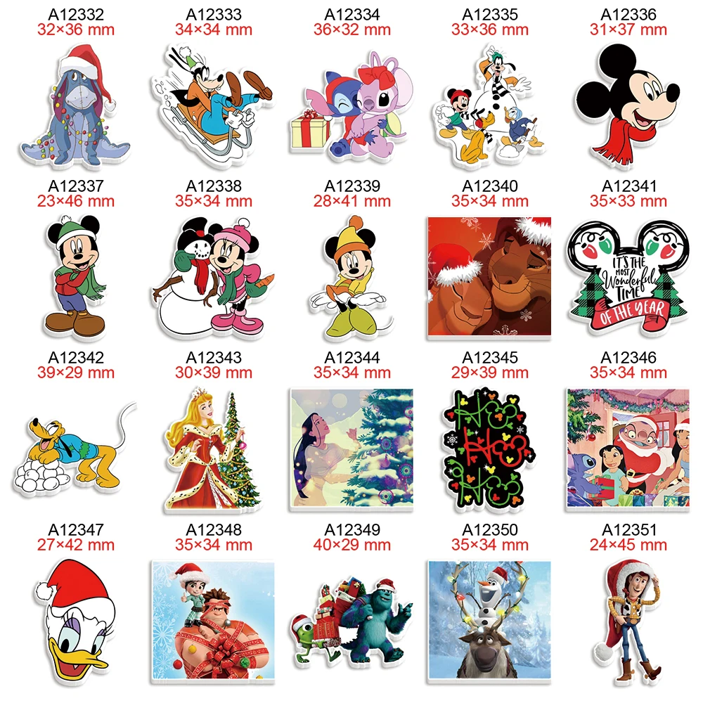 Disney Christmas Flat Backs Planar Resin Cartoon Cabochons Charms for Earring Hairbow DIY Keychain Handmade Accessories
