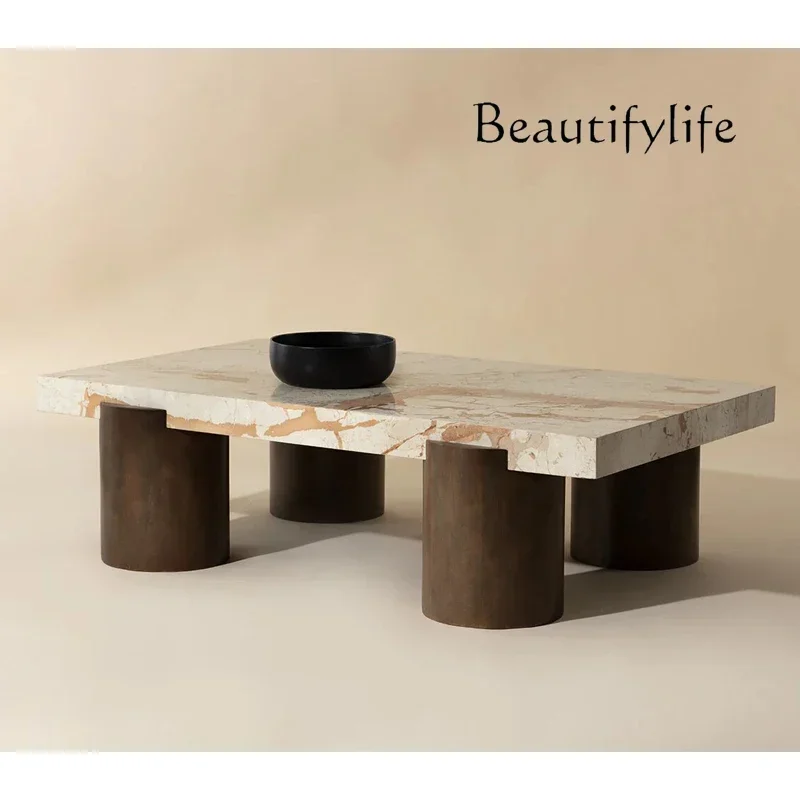 

Senior designer creative rock slab coffee table simple small apartment living room Italian retro style coffee table