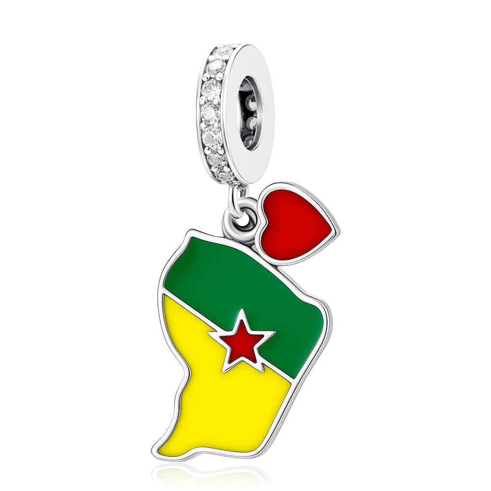 2026 New European Flag 925 Silver Pendant Mexico Poland Spain Portugal Pearl Jewelry Original Bracelet Exquisite DIY Jewelry view 4