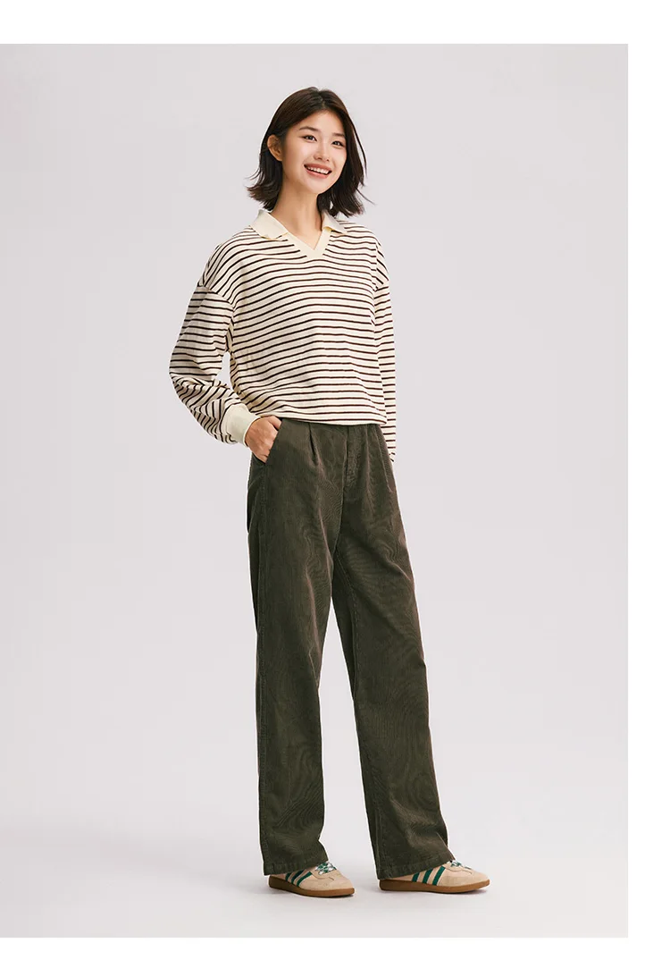 Semir Freizeithose für Damen, Cord-Baumwolle, weites Bein, Hose, 2025, neuer Winter-Vintage-Arbeitskleidungsstil – Detail 2