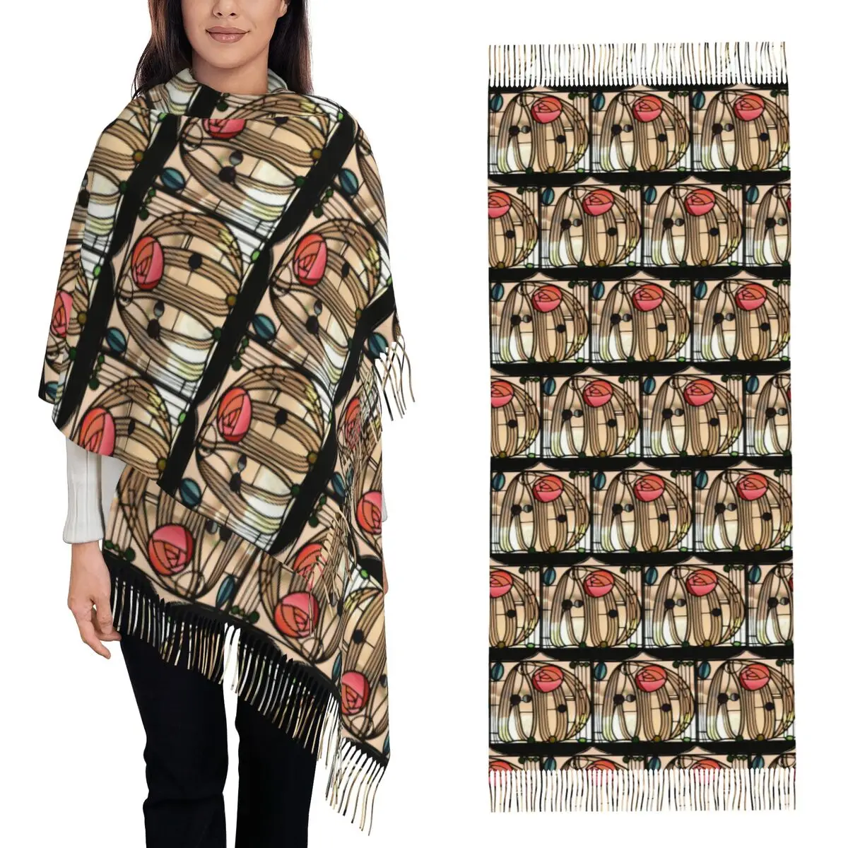 Charles Rennie Mackintosh Scarf Tassel Scarves Women Soft Warm Shawls and Wraps Large Fall Winter Shawl Wrap