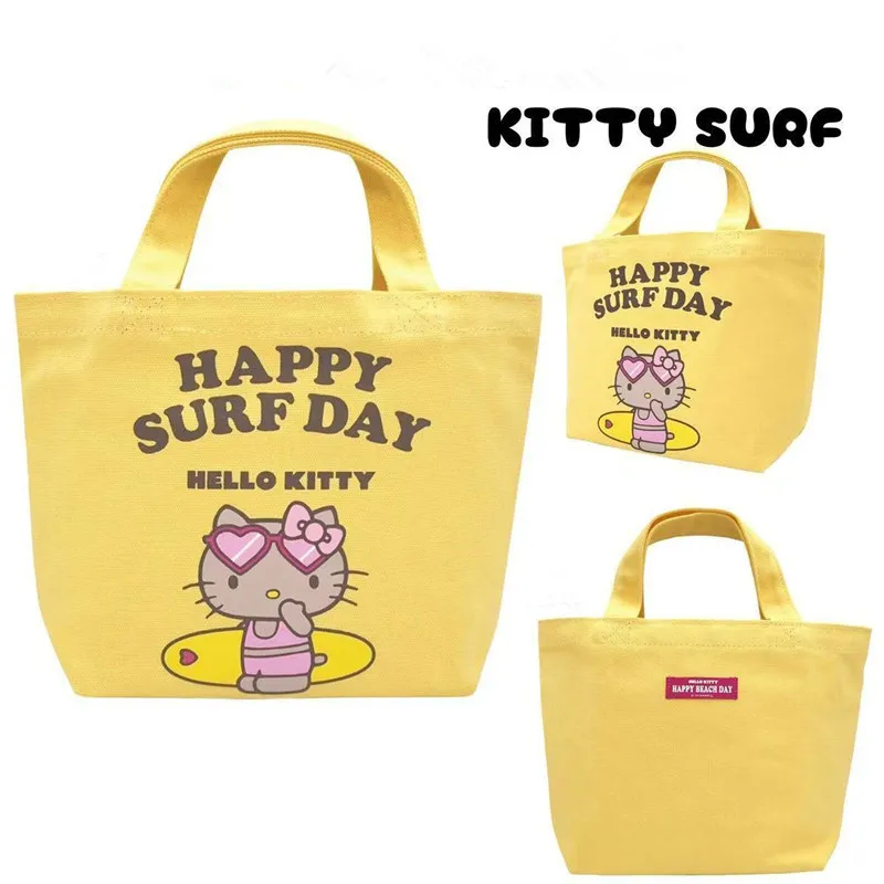 سانريو مرحبا كيتي لطيف سعة كبيرة قماش الكرتون حمل حقيبة حقيبة كتف حقيبة تسوق طالب مكتب عامل بينتو حقيبة التخزين