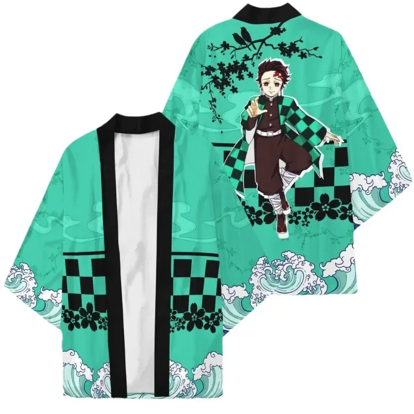 Kimono Cosplay Demon Slayer Kimono Cloak Fireside Tanjiro Your Bean Same Style Three-quarter Sleeves