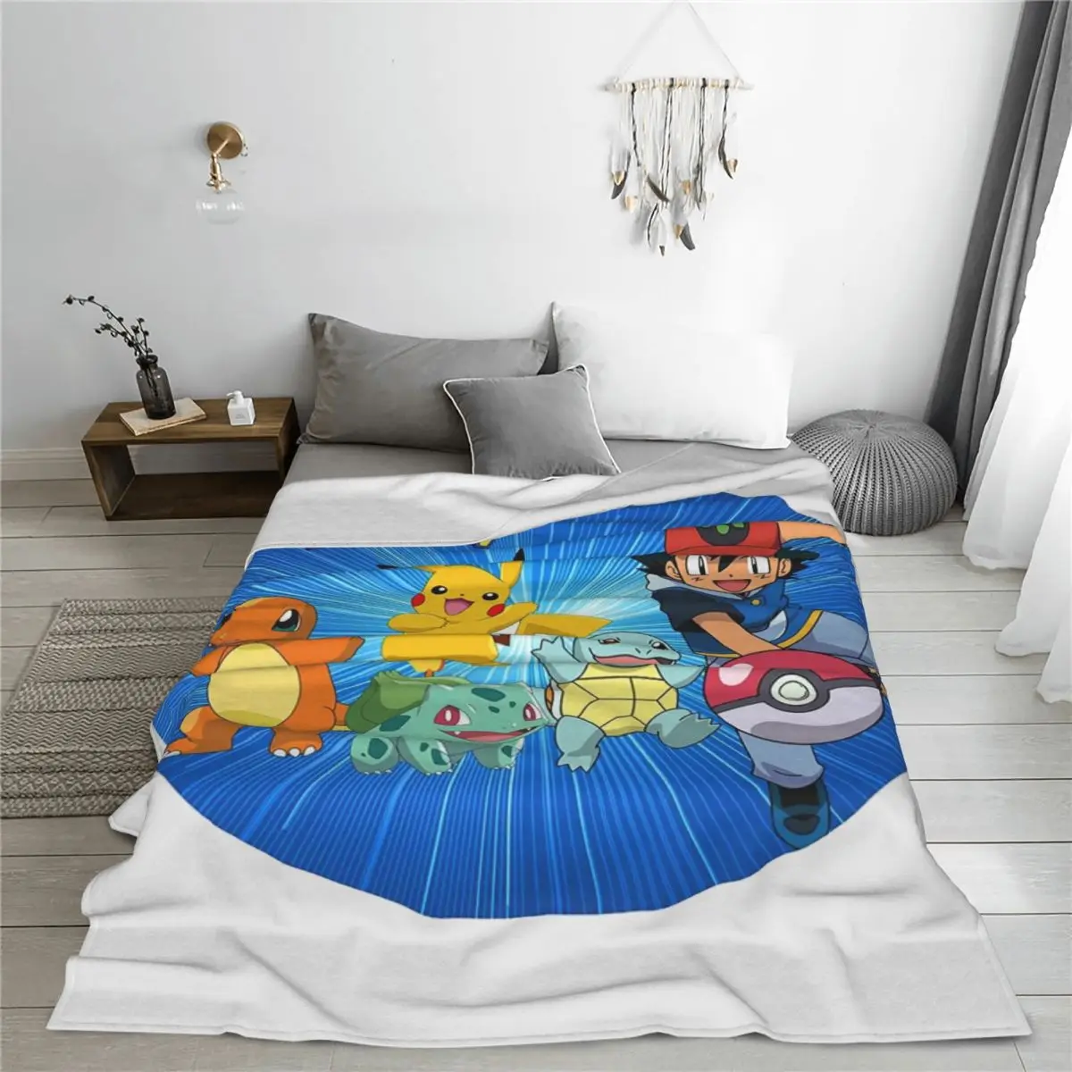 Custom P-Pikachus Cartoon Blanket Warm Fleece Soft Flannel Throw Blankets for Bed Couch Travel Spring Autumn
