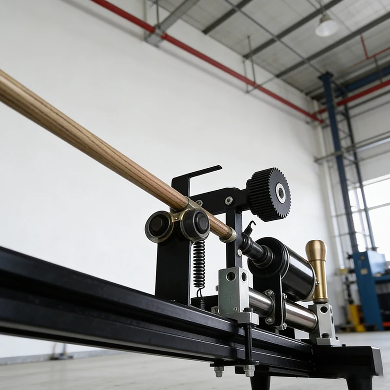 Automatic billiard club repair machine, straightening device, roller gear track, brass handle