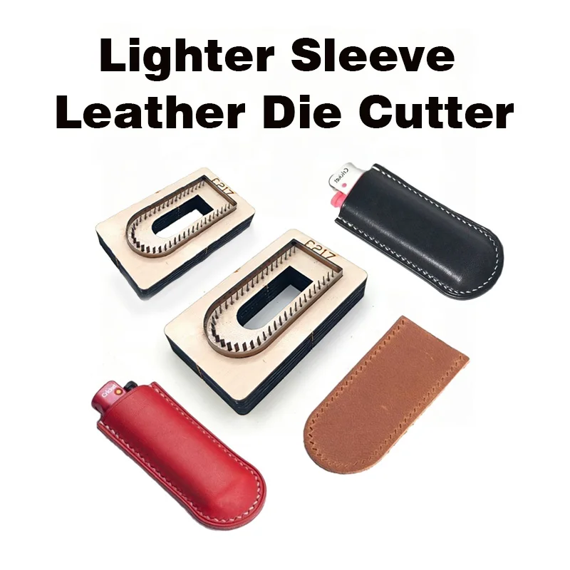 C217 Toothed Edge Lighter Case Leather Cutting Mold Set Handmade Leather Goods DIY Matchbox Cutter Wood Steel Knife Tool