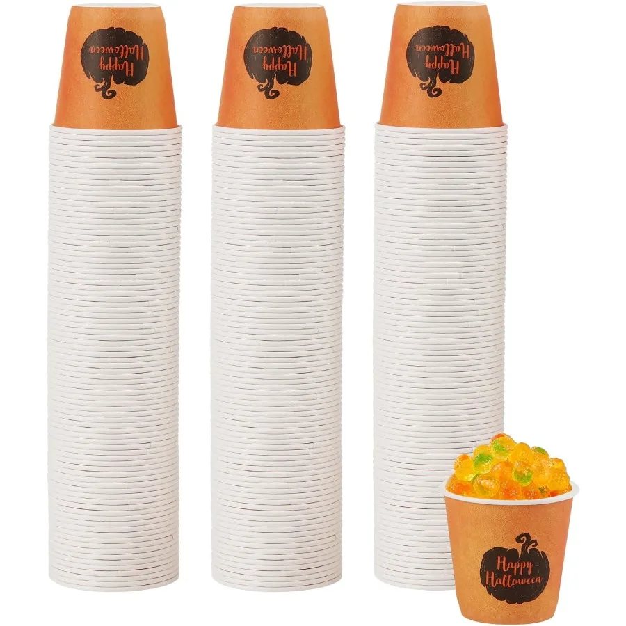 

300 упаковок HalloweenThemed, 3 унции, одноразовые бумажные стаканчики для ванной комнаты, жидкости для рта, вечеринки, пикника, барбекю, путешествий, дома и мероприятия, небольшого размера