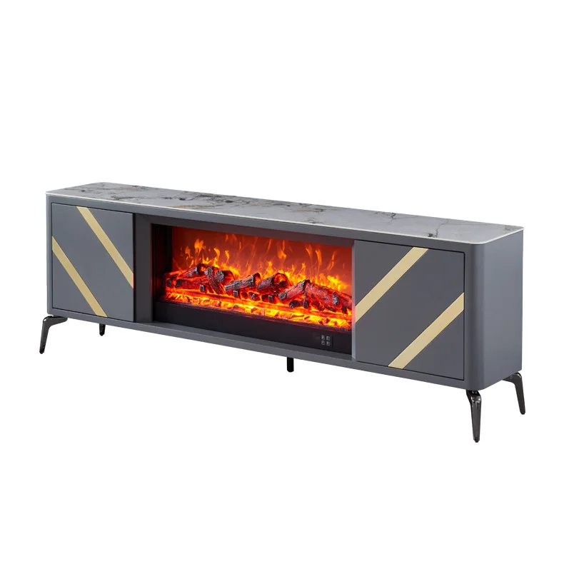 Camino minimalista da 1,8 m mobile TV in legno massello simulato fuoco decorazione armadio villa camino in ardesia riscaldamento