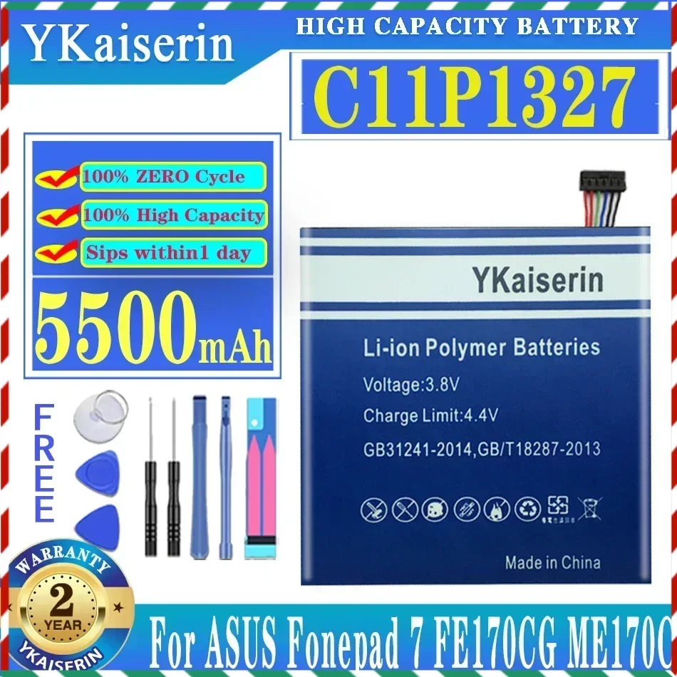 YKaiserin For ASUS C11P1327 5500mAh High Capacity Battery For ASU Fonepad 7 FE170CG ME170C FE170 Fonepad7 K017 K012 Batteria