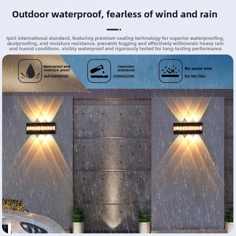 RGB LED Outdoor Waterproof Wall Lamp 6W/8W/10W Washer Staircase Corridor Light Wiring 8-head Telescope Garden Lighting Wall Lamp