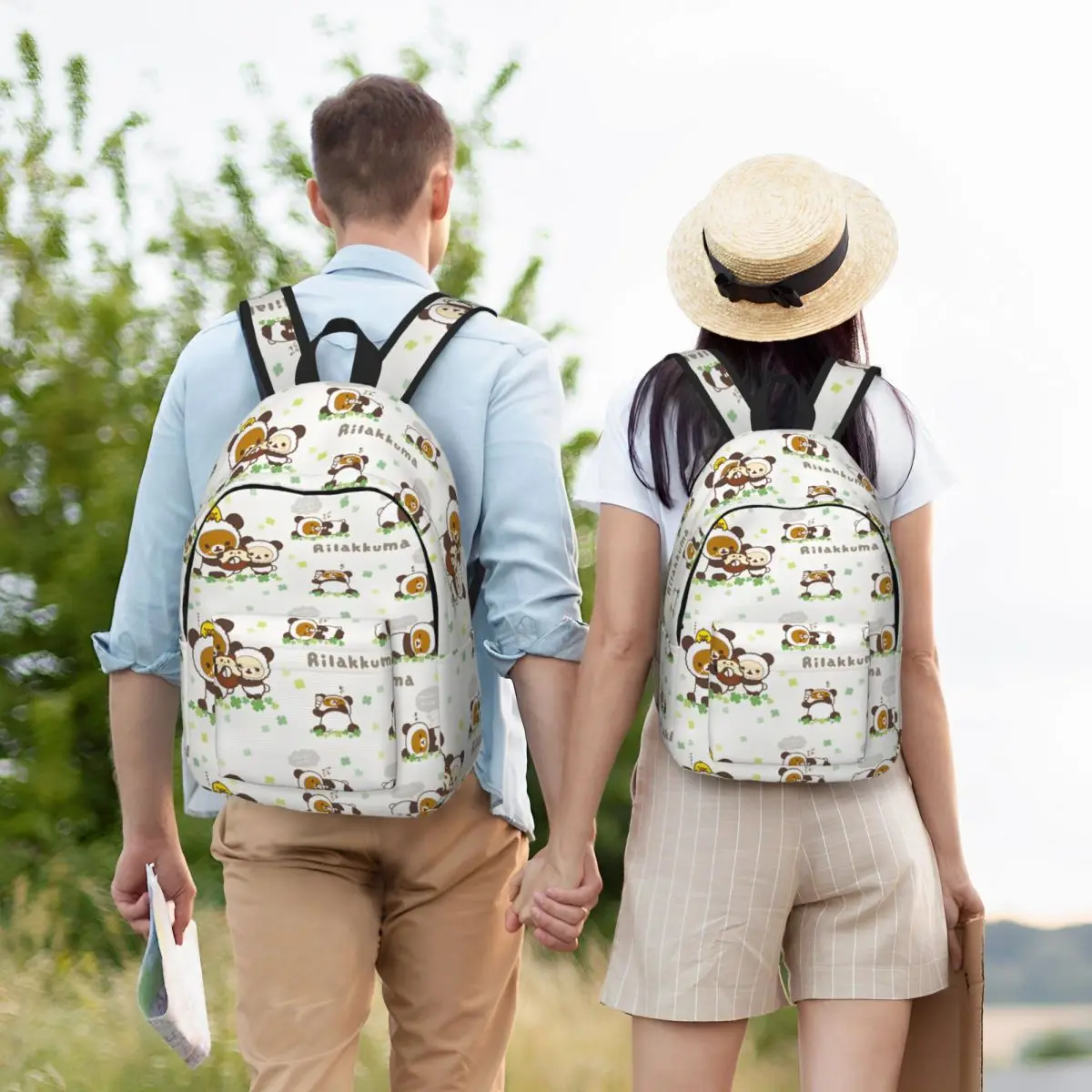 Mochila clásica de dibujos animados Rilakkuma, mochila ligera de trabajo para estudiantes para hombres y mujeres, bolsas de lona universitarias