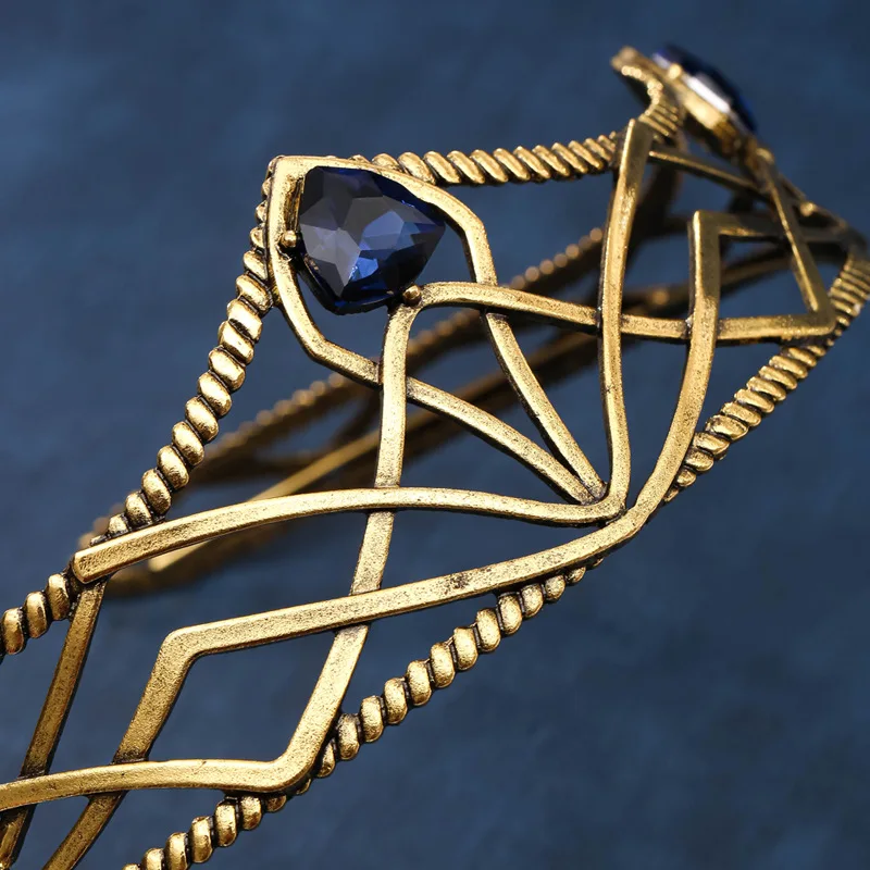 1 قطعة فيلم قزم الملك تاج خمر الباروك تيارا مستديرة مع تفاصيل كريستال الأميرة/الملكة الإكليل عقال لحفلات الزفاف تأثيري #3