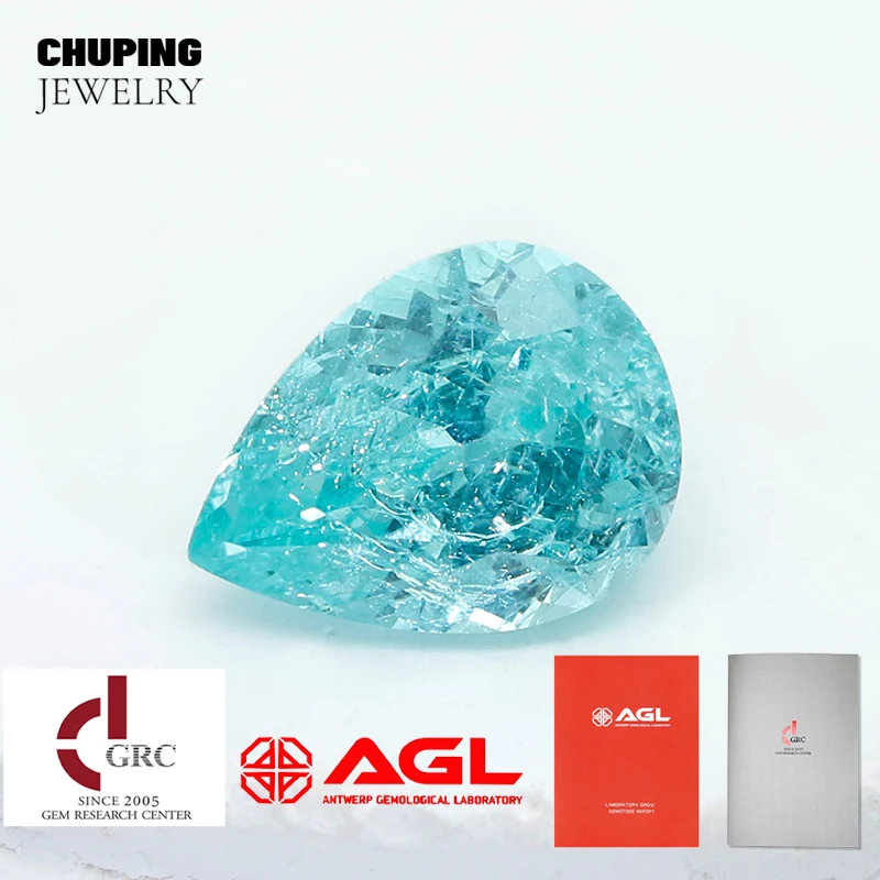 

ChuPing Customized Jewelry Pear Shape Lab Paraiba Czochralski With Selectable AGL Certificate Cultivate Paraiba Loose Store