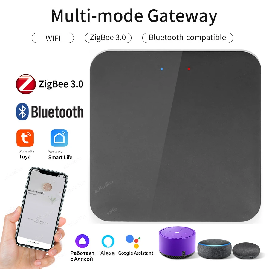 Tuya Smart Gateway Remote Control ZigBee WiFi Bridge Bluetooth Mesh Smart Life Automation Multi-mode Hub Works with Alexa Google