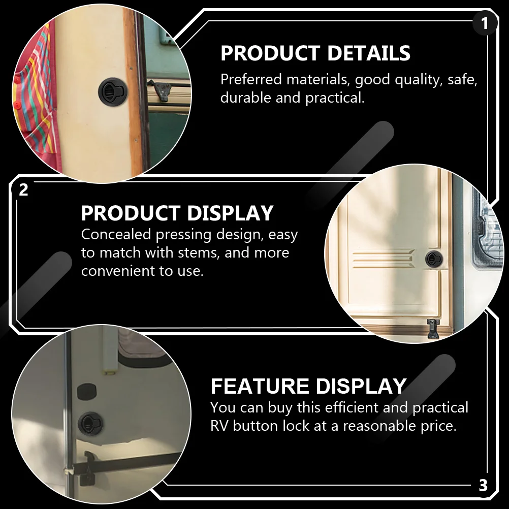 

2Pcs Push-Type Door Lock Rv Metal Latch Stable Concealed Handle for Motorhome Boat Yacht Locking Hardware Pull Latch