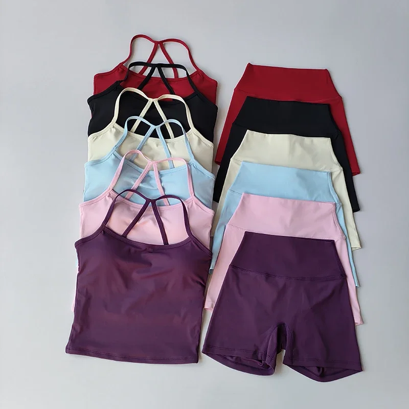 2-teiliges Damen-Fitness-Set: Sport-BH und High-Waist-Hip-Lift-Shorts mit Schönem Rückendesign für Yoga und Pilates – Detail 24