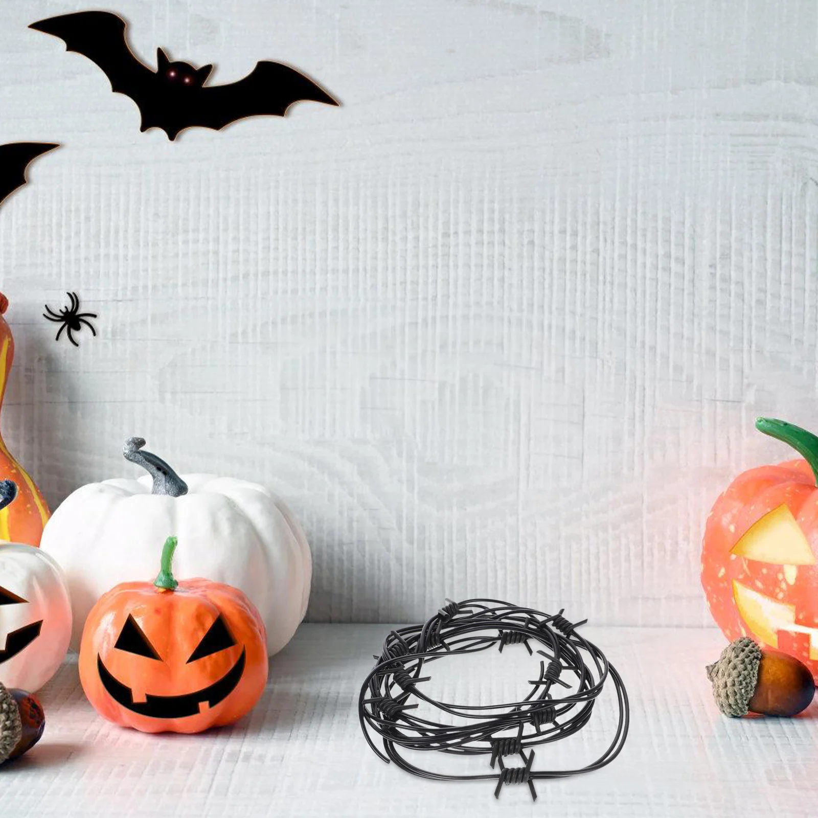 

4pcs Iron Barbed Wire Prop Halloween Decor Cowboy Western Party Haunted House Garland Fake Wire Chain Craft Decoration