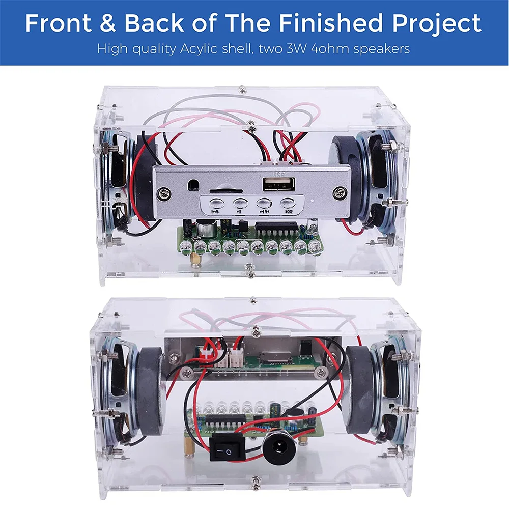 DIY Bluetooth-Compatible Speaker Kit with LED Flashing Light USB Mini Home Stereo Sound Amplifier Leaning Electronic Soldering