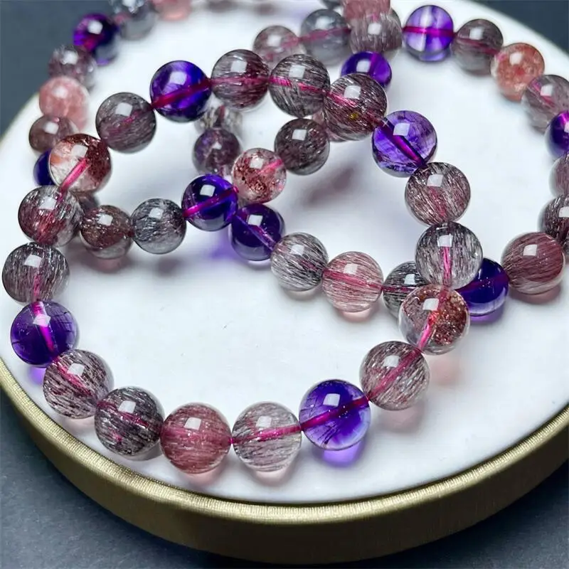 8/9MM Natural Super Seven Quartz Bracelet Color Beads Fashion Fresh Jewelry Men and Women Single Circle Gift 1PCS