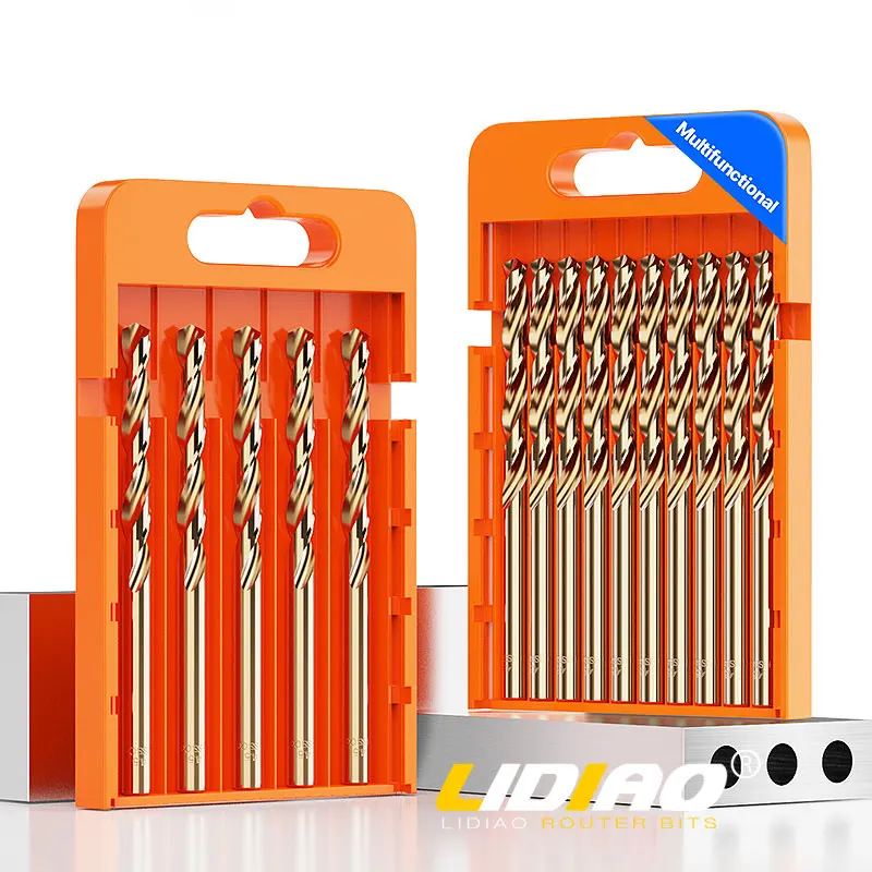 LIDIAO 5/10pcs M43 Cobalt Drill Bit Set HSS Twist Drill 0.5mm to13mm Cobalt Drill Bit Tool For Metal Stainless Steel Drilling