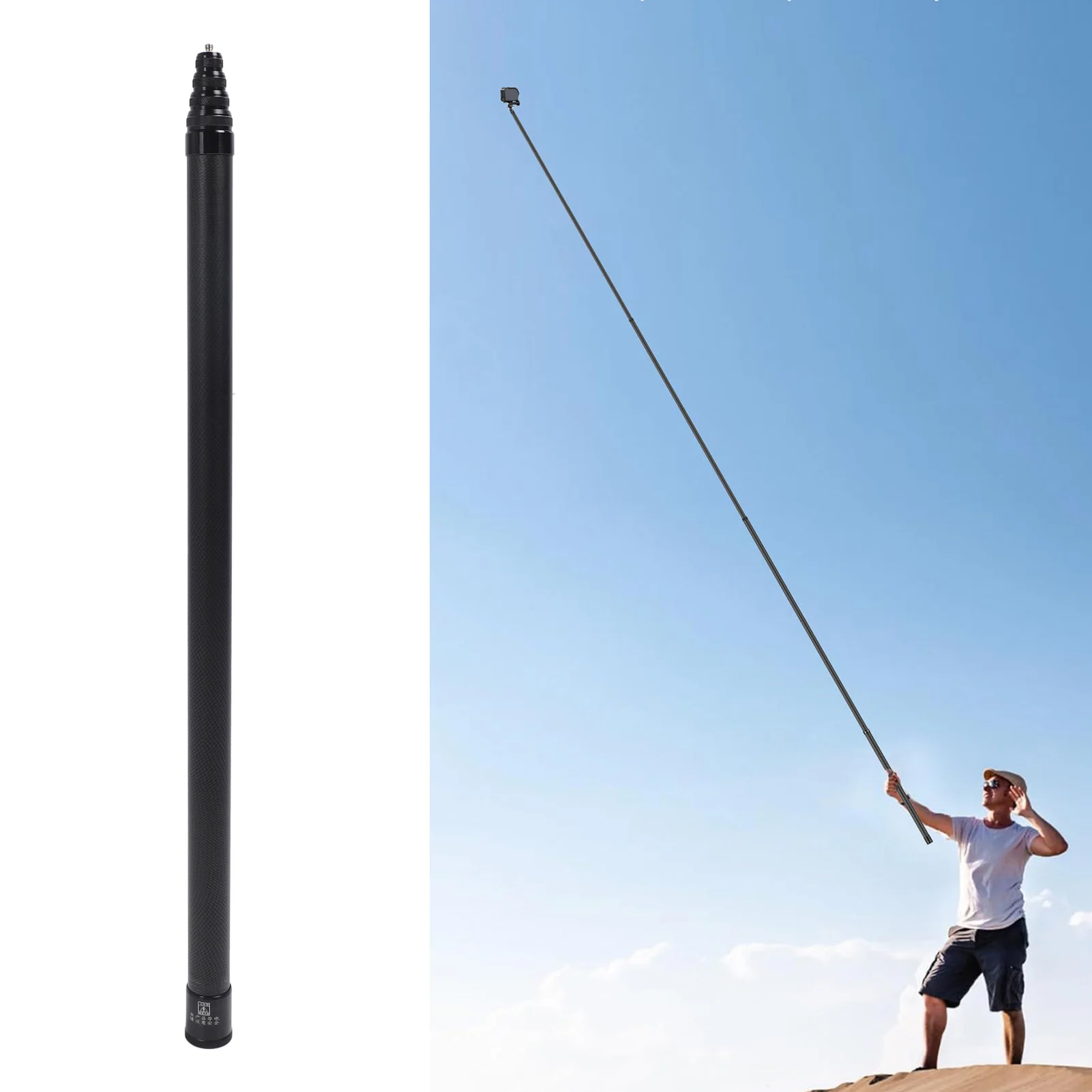 

Invisible Selfie Stick 16.4ft 9 Section Extended Invisible Selfie Stick for X4 X3 X2 Action Cameras Carbon Extension Pole