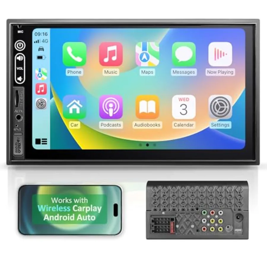 Double Din Car Stereo Compatible with Wirel Apple Carplay, Android Auto - 7