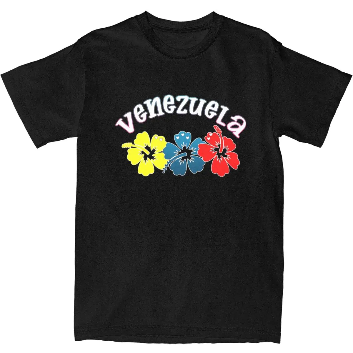 Couple T Shirt Venezuela Hibiscus Flag T-Shirts Trending Summer Tees Vintage Custom Logo Cotton Tops Plus Size 5XL