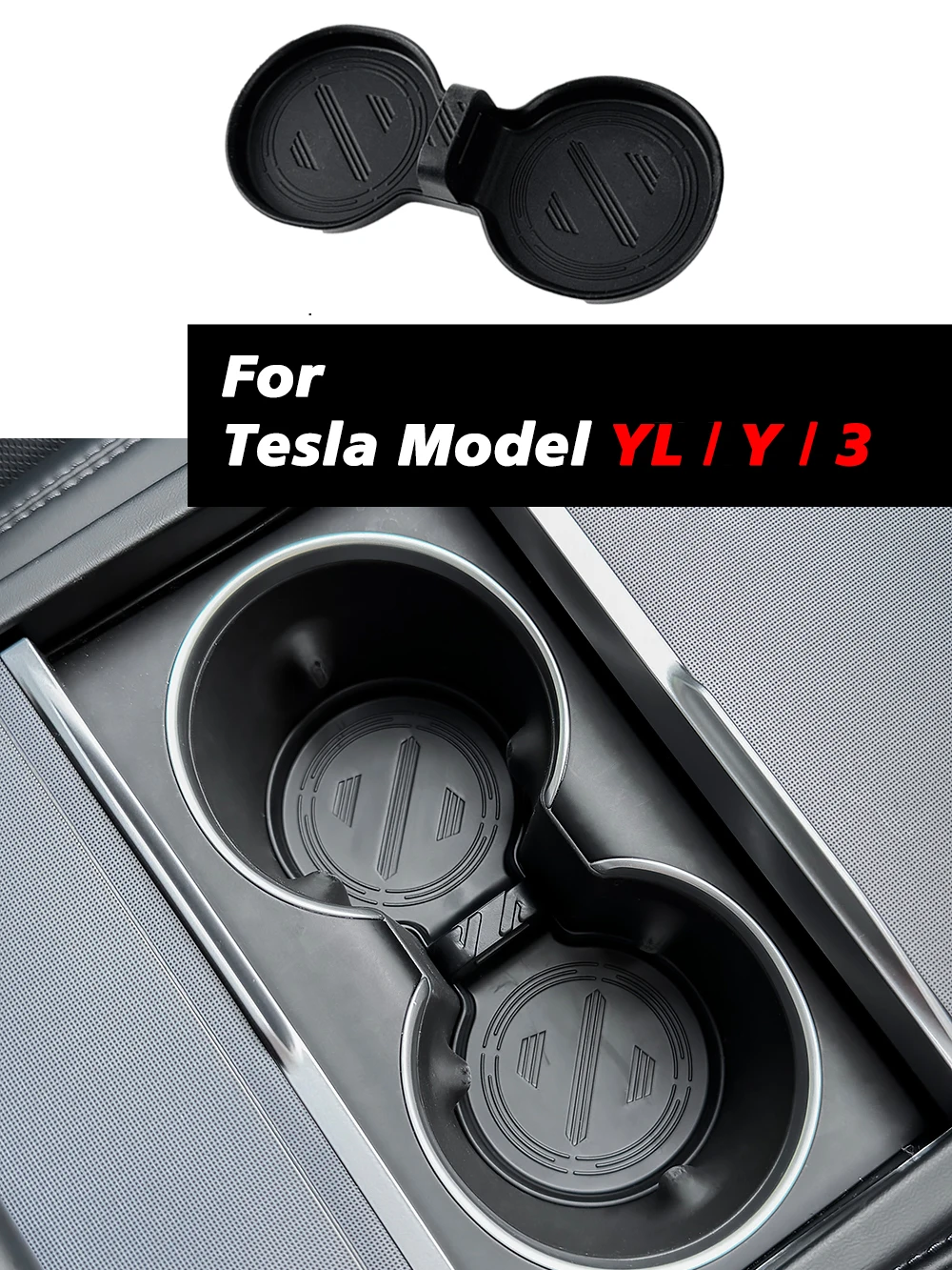 TESY Getränkehalter-Matte für Tesla Model YL Y Juniper Launch Model 3 Highland, rutschfeste, wasserdichte Untersetzer mit Schlitzen – Detail 2