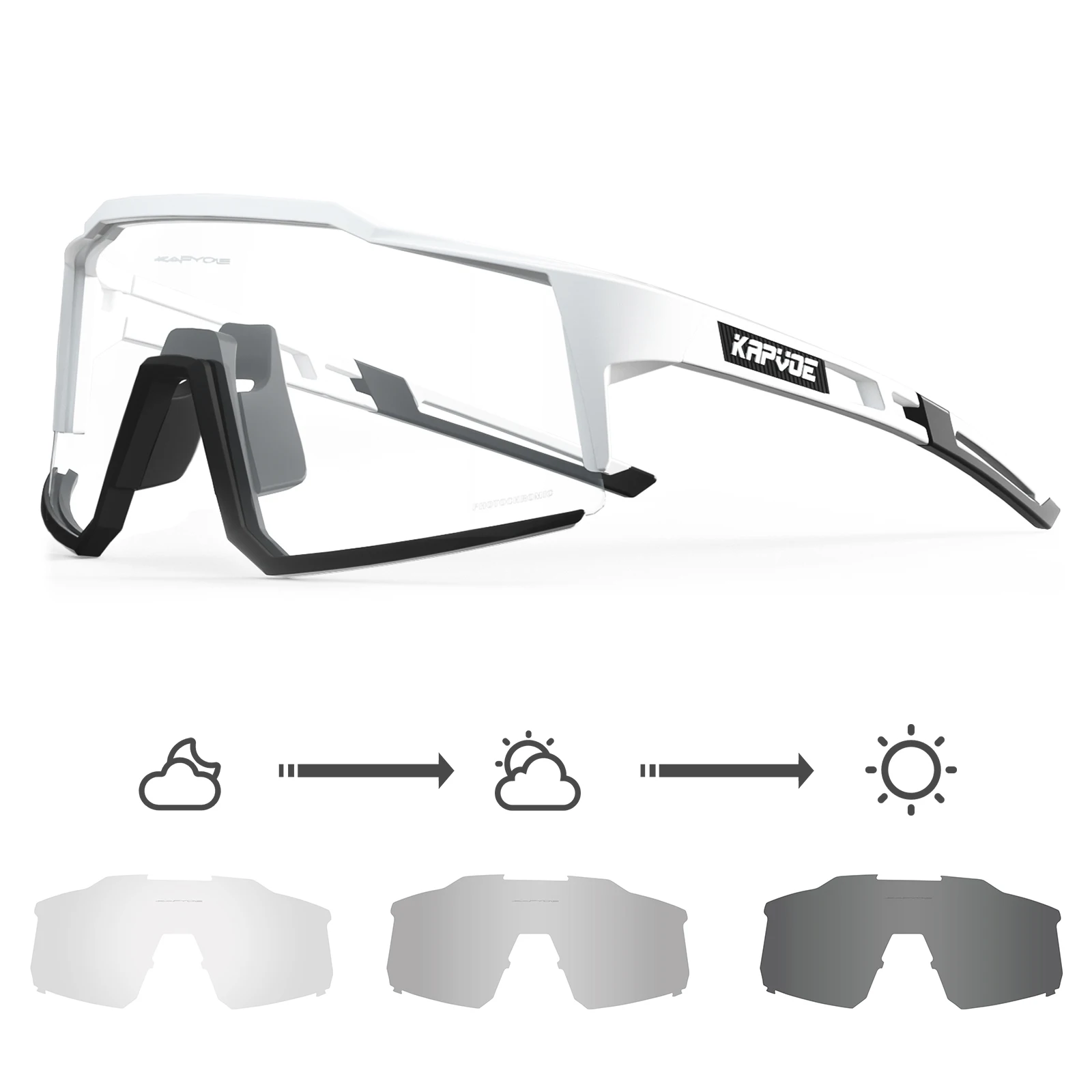 Kapvoe Photochrome Fahrradbrille UV400 MTB Klar Mountainbike Übergang Fahrrad Sonnenbrille für Männer Frauen Sportbrillen 4