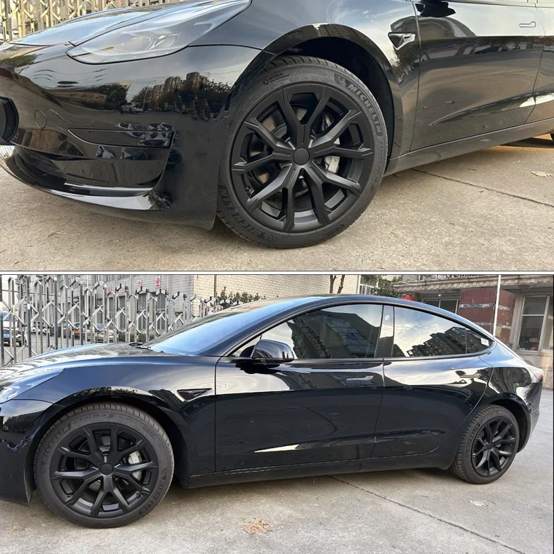4PCS Hub Cap Performance for Tesla Model 3 18-Inch Wheel Cap Replacement Automobile Hubcap Full Rim Cover Accessories 2018-2023