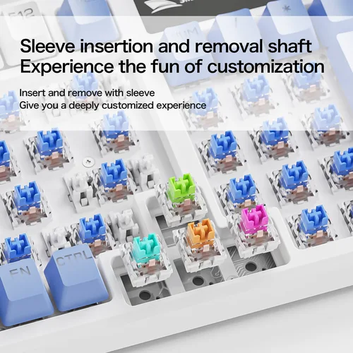 Imagen 2 del producto Teclado mecánico español ruso ruso ruso coreano keyboard de juego tailandés 95 teclas Diseño RGB Backlight Tipo C Cableado con Numpad SK15 Multi -Funcional Ergonomics Design Switch Blue Switch