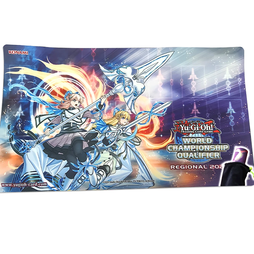 

2mm No-Stitched Edge YGO DIY Exorcist Sophia Michaelis Foil Holographic Shinny Holo Playmat Yu-Gi-Oh Game MatPad Storage Bag