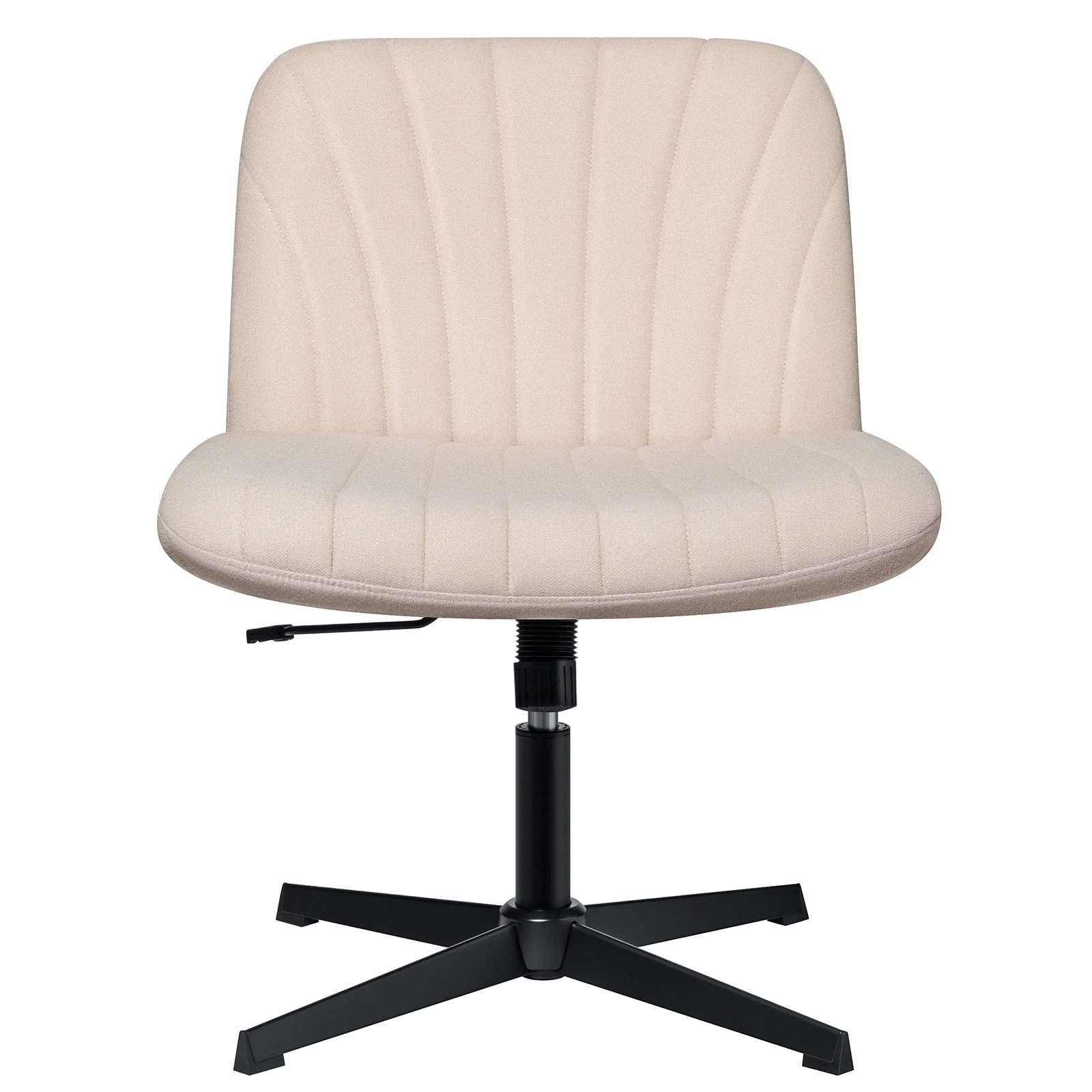 Armless Leisure Chair Low Back With No Wheels Comfortable Swivel Office Computer Round Linen Fabric Chair Mid Back Vanity Chair