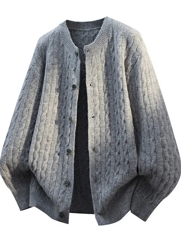 

New 2025 Men's Knitted Sweater Cardigan round Ne Casual Versatile Color Student Trendy Polyester Fiber Long Sve