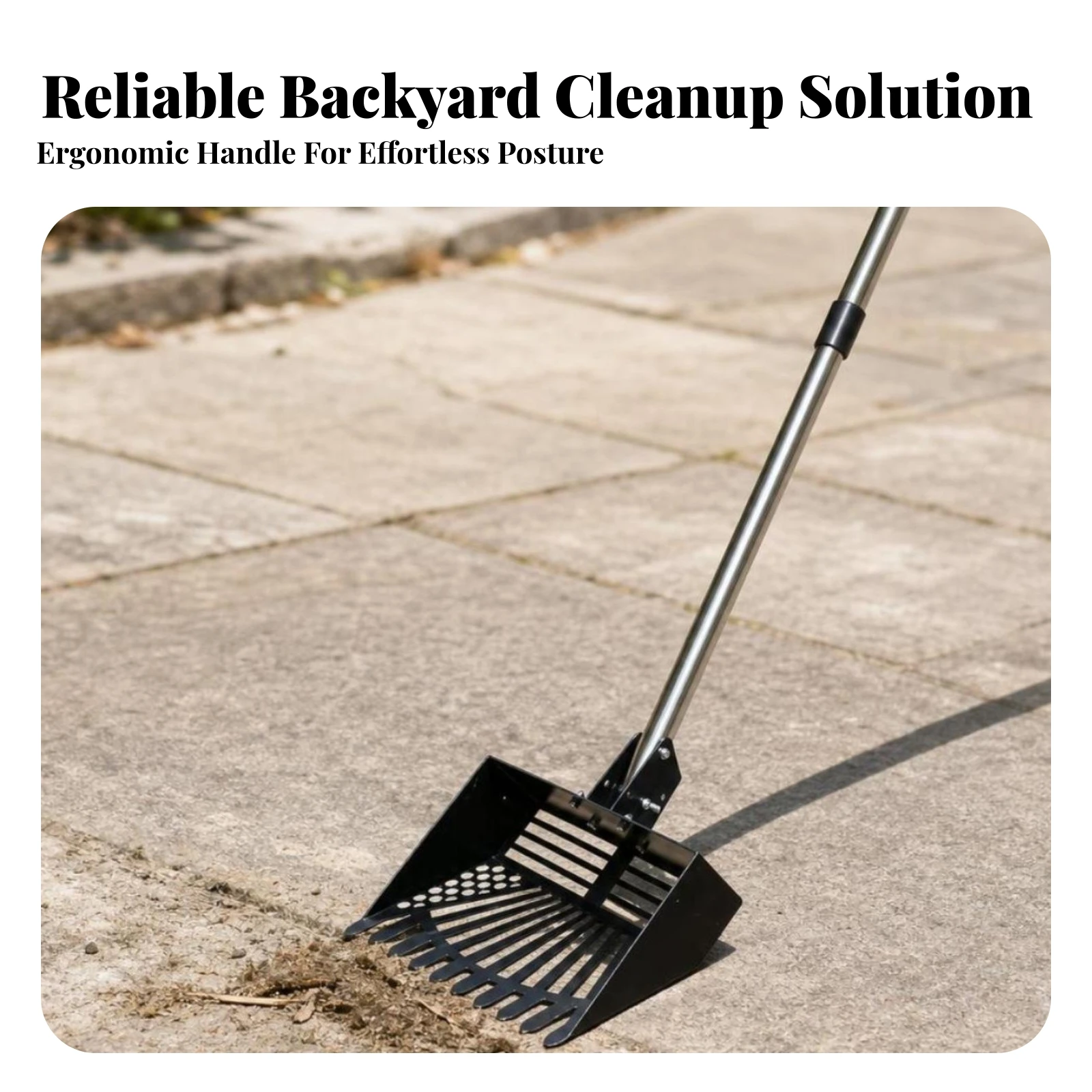 Livestock Cleaning Shovel Adjustable Chicken Poop Scooper Slotted Shovel with Long Handle Rust-Resistant Coop Cleaner Reinforced