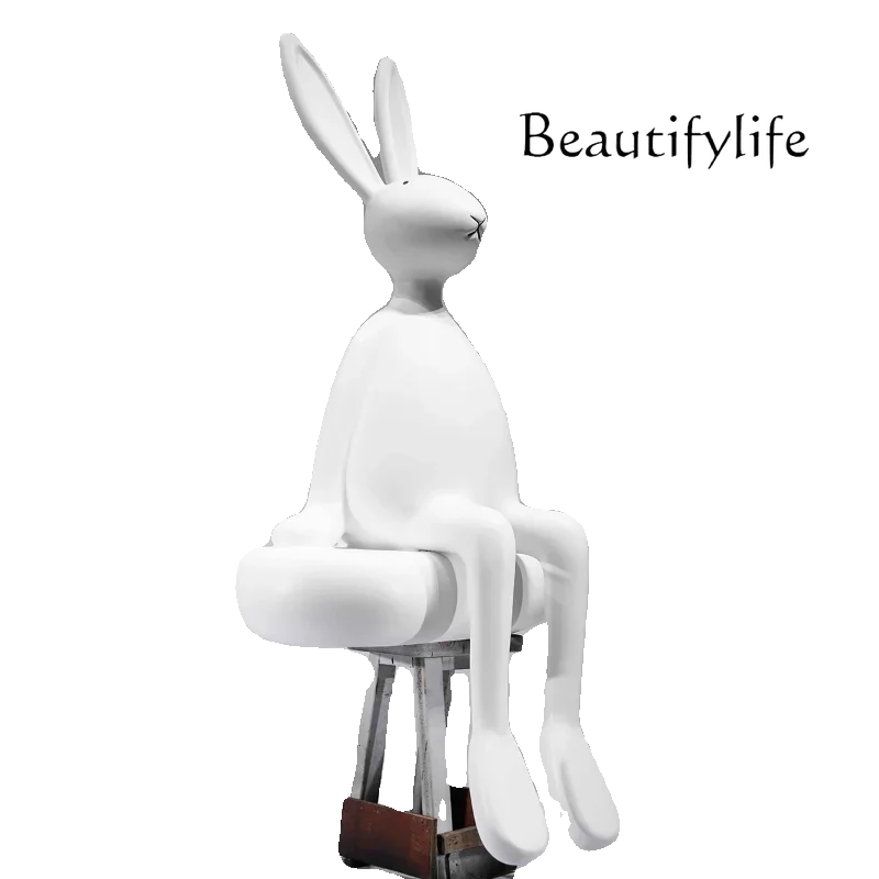 Creative cartoon sitting long-eared rabbit ornament, living room TV cabinet, front desk entrance decoration