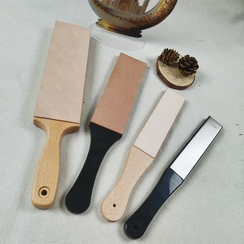 Cowhide Knife Honing Steel, Kitchen Essential – Dull Knives Turn Sharp in Seconds, Beginner-Friendly Non-Slip Sharpening Tool